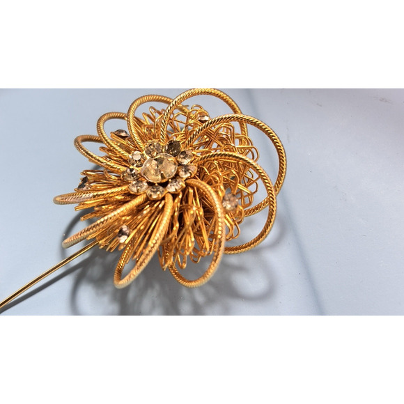 Vintage Mid-Century WEISS Wirework Flower Star Burst Sputnik Floral Brooch 2.5" - Picture 16 of 16